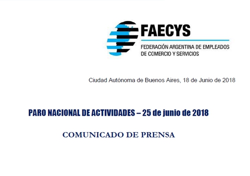 Comercio adhiere al Paro Nacional de actividades - 25 de junio